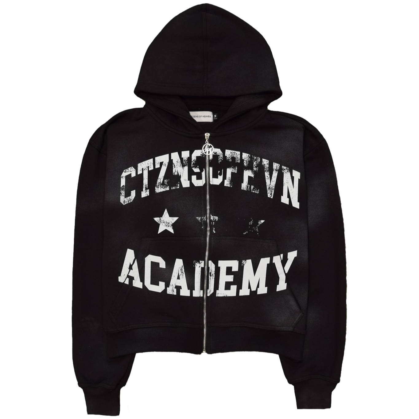 Academy Sun Faded Zip-Up Hoodie- Black