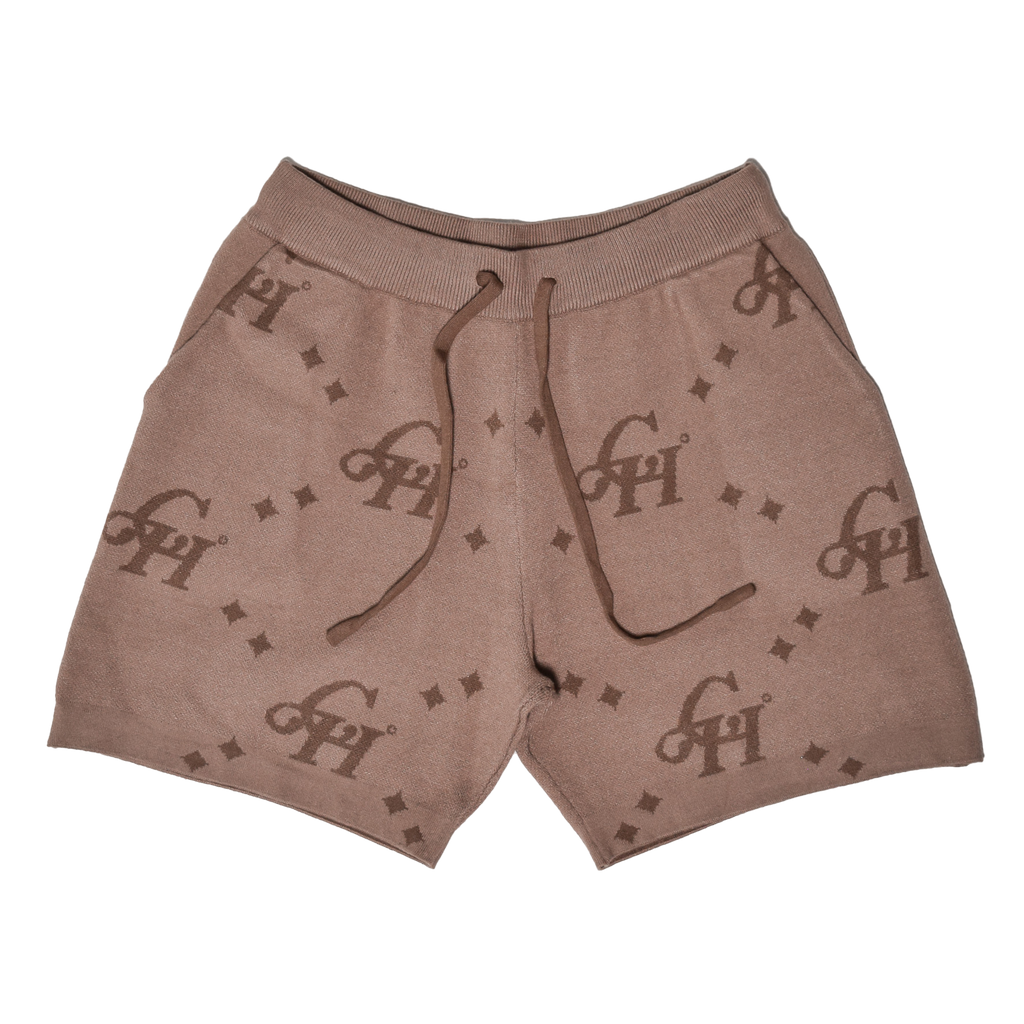 Jumbo Monogram Plush Shorts- Taupe/Mocha – Citizens of Heaven