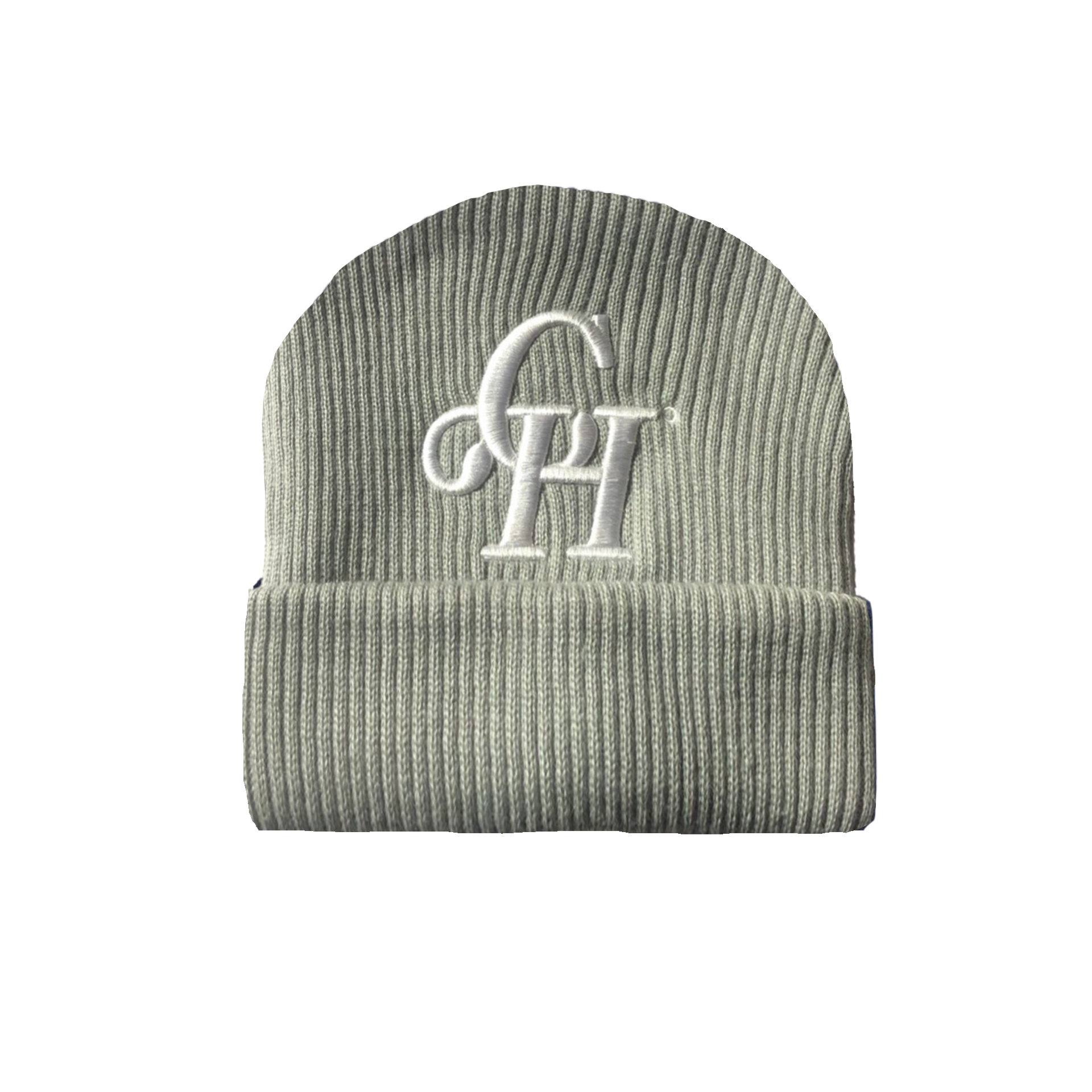 Embroidered Big Logo Beanie- Gray