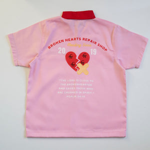 Broken Hearts Repair Shop Mechanic Shirt- Pink