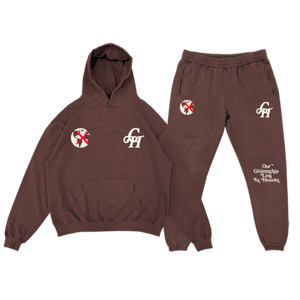 Citizenship Hooded Tracksuit Set-Brown