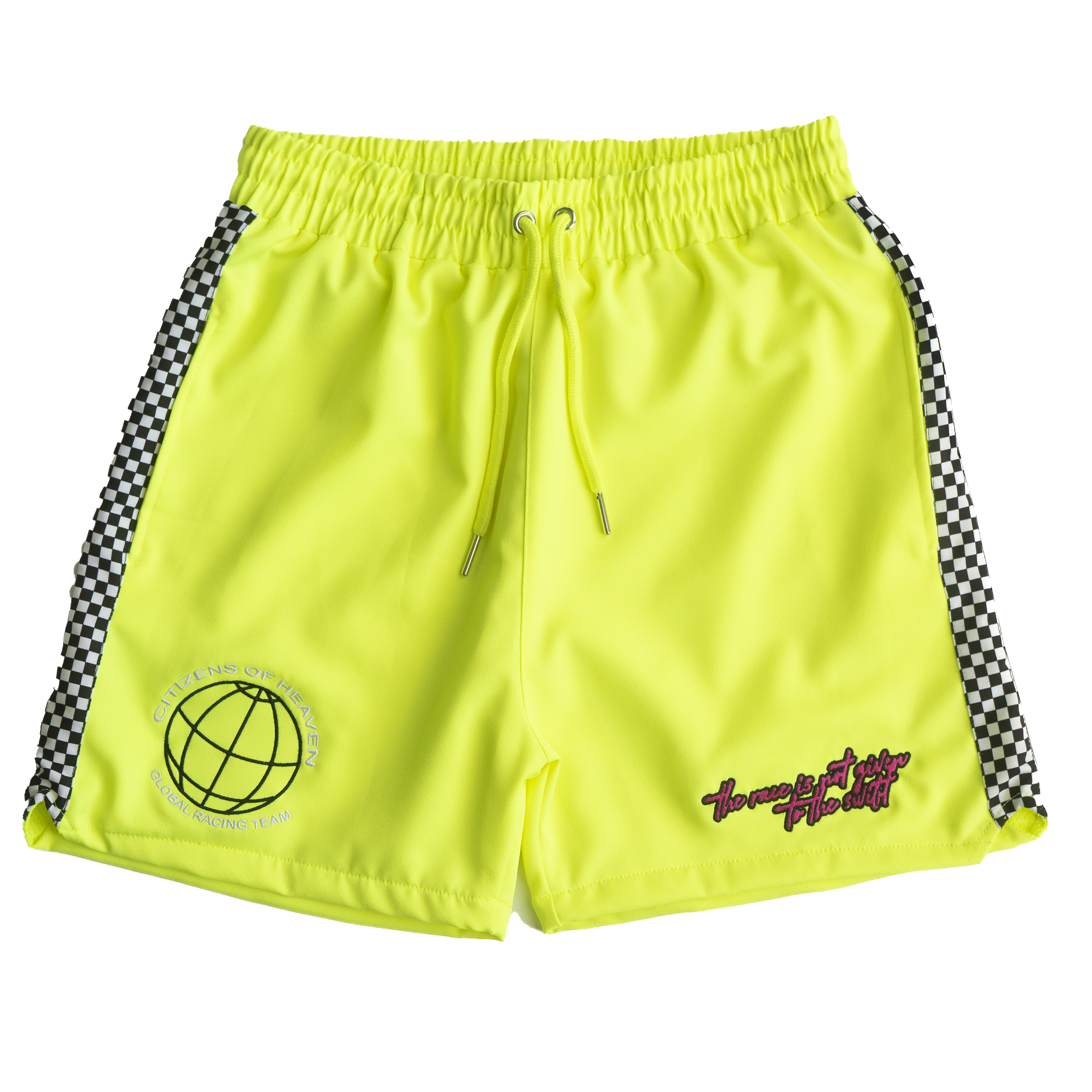 Global Racing Team Nylon Shorts- Neon Yellow