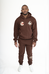Citizenship Hooded Tracksuit Set-Brown